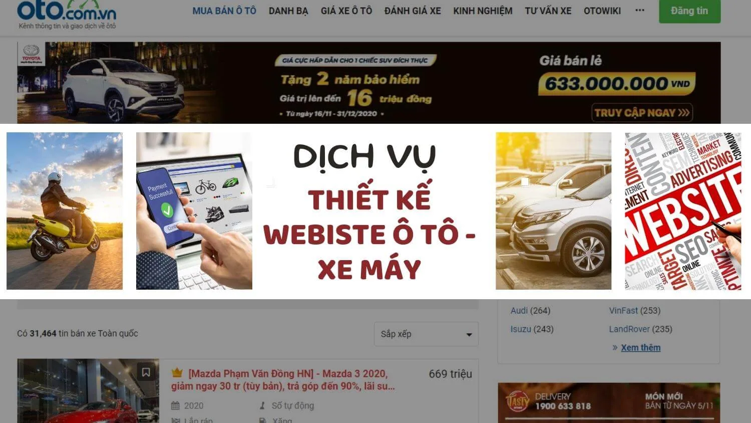 Dịch vụ thiết kế website ô tô – xe máy